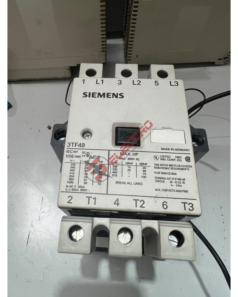 Plaque signalétique Siemens SIRIUS 3TF4922 : Contacteur de Puissance Triphasé 100A