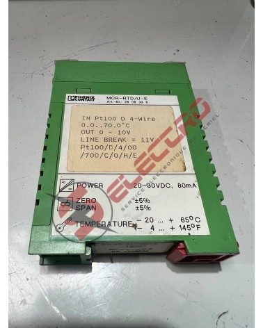 Plaque signalétique Phoenix Contact MCR-RTD/U-E : Convertisseur de Mesure Pt100 vers 0-10V