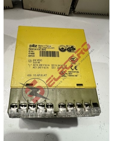 Plaque signalétique Pilz PNOZ 24VDC 3s10 : Bloc Logique de Sécurité Arrêt d'Urgence Bicanal